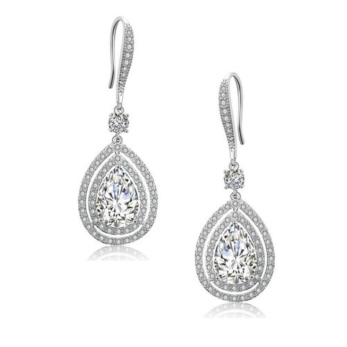 Oorhangertjes van druppelvormige kristal omlijst met mini strass steentjes