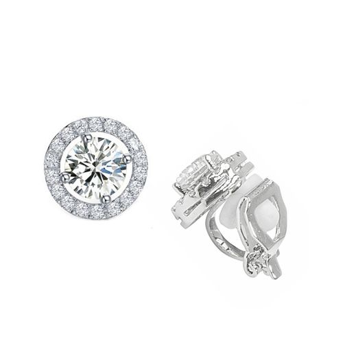Ronde clip oorbellen met cubic zirkonia kristallen