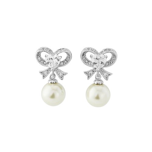 Oorstekers met parel en strass steentjes in strikvorm