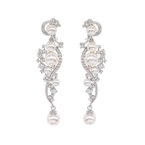 Couture parel oorbellen met heldere kristallen