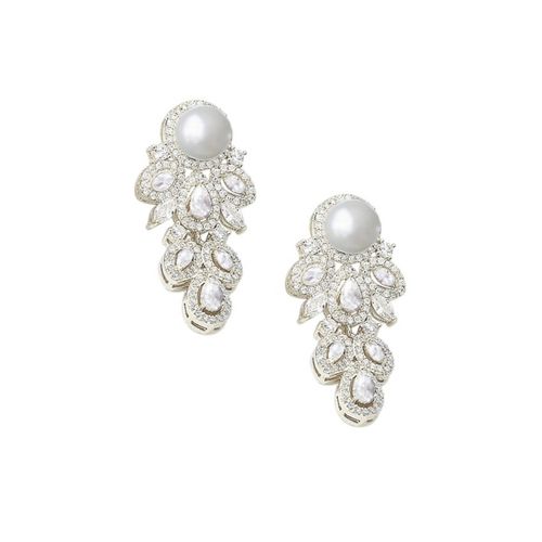 Starlet style parel oorbellen met zirkonia kristallen