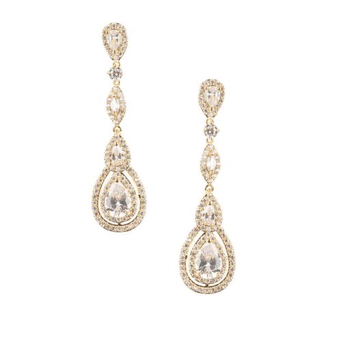 Glanzende lange oorsieraden met zirkonia stenen