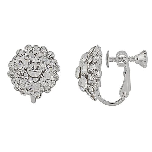 Ronde clip oorbel met cubic zirkonia kristallen