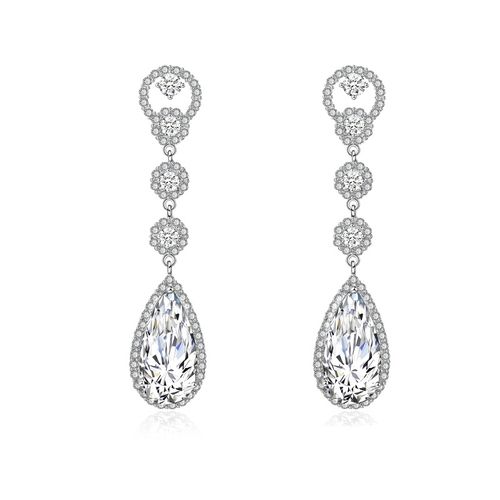 Glamour oorbellen met druppel glaskristal omringt met strass steentjes