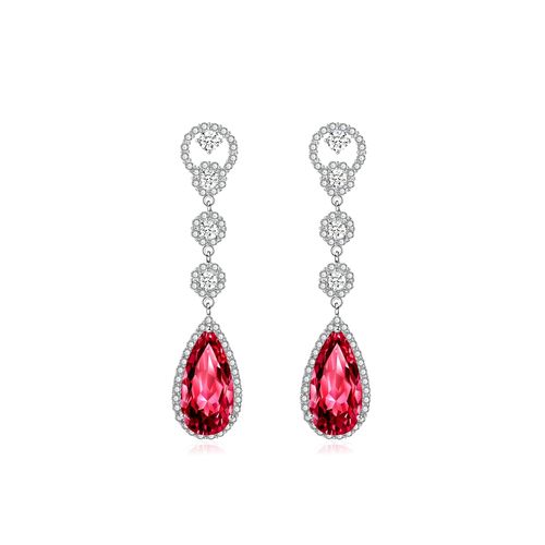 Luxe kristal oorbellen met rode druppel hangers