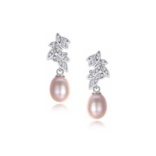 Sterling zilveren oorbellen met roze parel hanger