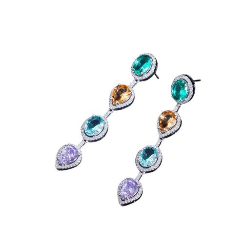 Art deco style oorbellen met fonkelende kleurrijke kristallen