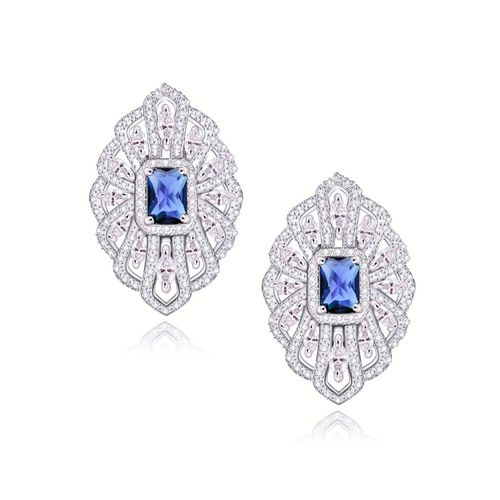 Vintage style oorbellen met saffierblauwe kristal