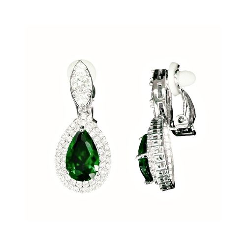 Clip-on oorbellen met groene druppel kristallen