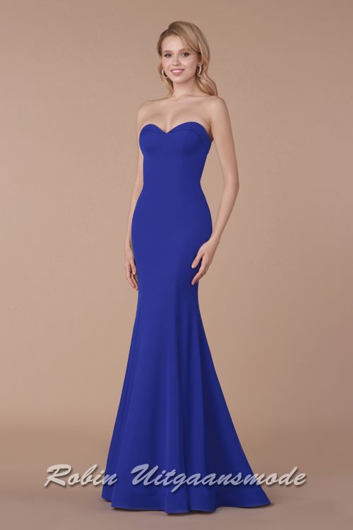 Zijkant van de Strapless galajurk met hartvormige halslijn, vetersluiting op de rug en een zeemeermin rok