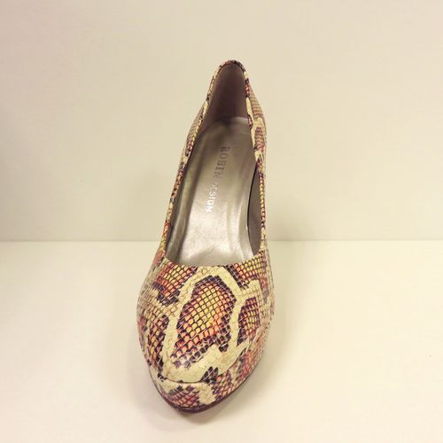 Gala schoen met hoge hakken en slangenleer print, voorkant