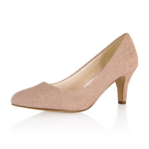 Roze Metallic glamour pump met comfortabele hak