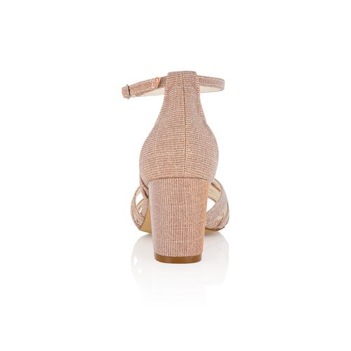Achterkant van de Glitter peep toe sandaal met stevige hak en gesloten hiel