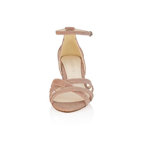 Voorkant van de Glitter peep toe sandaal met stevige hak en gesloten hiel