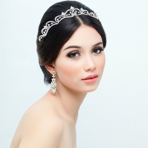 Rose gouden Kristallen tiara met Zirkonia steentjes
