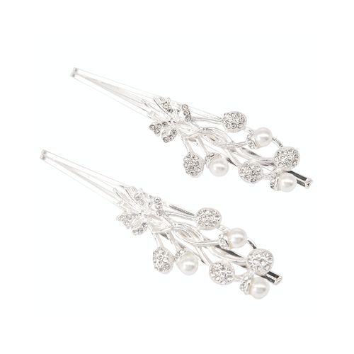 Haarclipset met parels en heldere kristallen