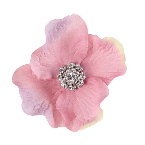 Roze bloem met swarovski steentjes voor in je bruidskapsel