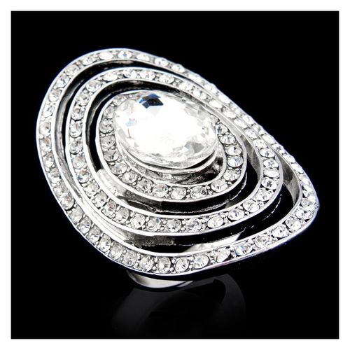 Ovale glamour ring met helder kristal en zirkonia steentjes
