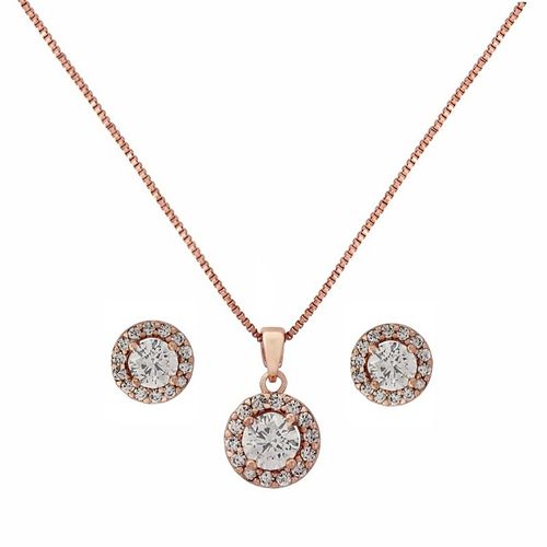 Klassieke sieraden set met ronde hangers, versierd met Zirkonia