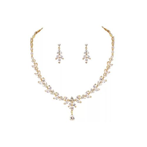Bruidssieraden set van ketting en oorbellen met zirkonia kristallen