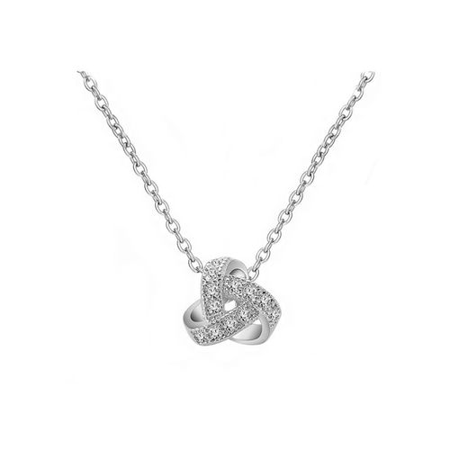 Ketting met knoopontwerp zirkonia hanger en oorknopjes