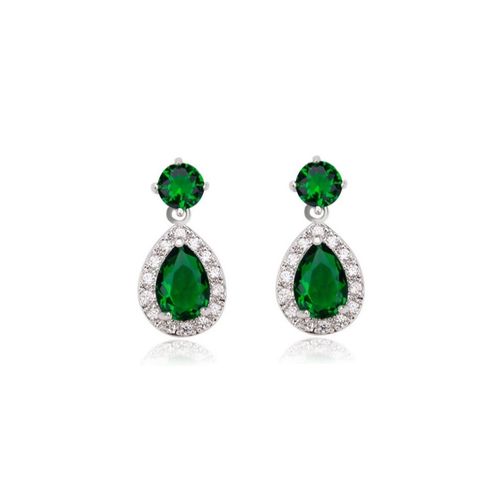 Sieraden set met peervormige hangers en groen zirkonia