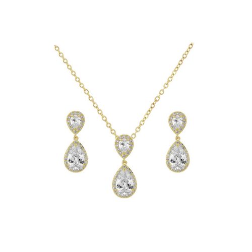 Chique cubic zirkonia ketting en oorbellen set
