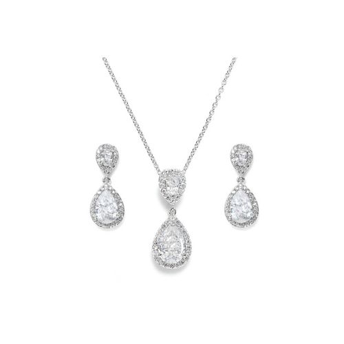 Zirkonia ketting set met bijpassende oorbellen