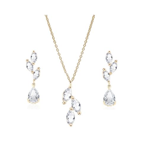 Druppel ketting – oorbellen set met zirkonia kristallen