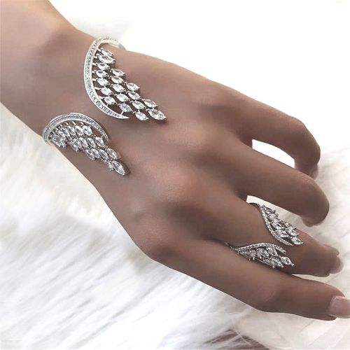Set van ring met armband met verstelbare engelenvleugels