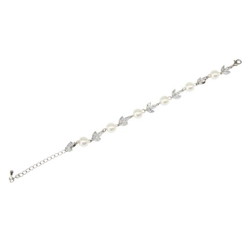 Armband met parels en kristallen blaadjes