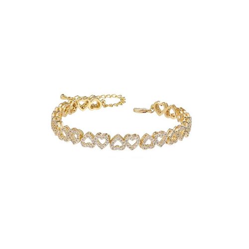 Goudkleurige hartjes armband versierd met zirkonia kristallen