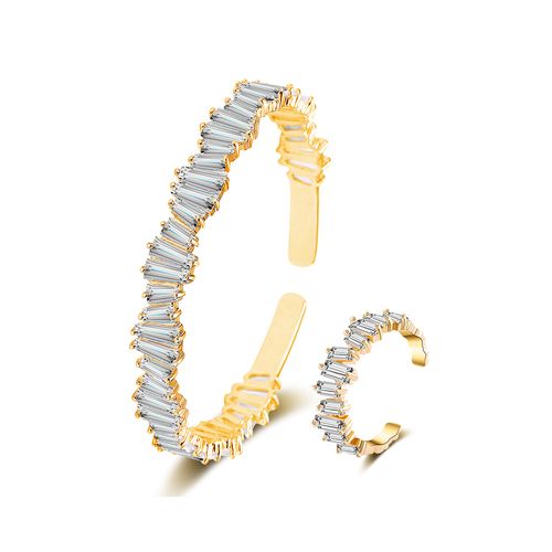 Zirkonia armband en ring set, met rechthoek geslepen kristallen