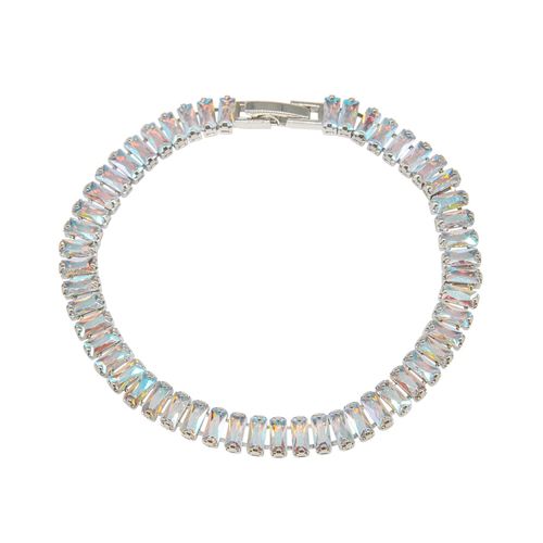 Sprankelende schakelarmband met rechthoekige zirkonia
