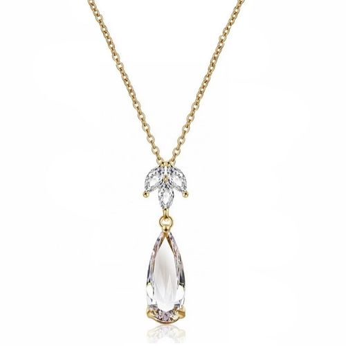 Stijlvolle goudkleurige ketting met zirkonia kristallen hanger
