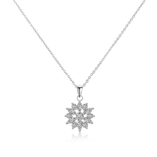 Halsketting met bloemvormig cubic zirkonia hanger