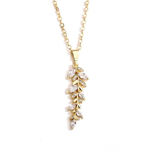 Vintage stijl ketting met takjesvorm hanger met marquise-kristallen
