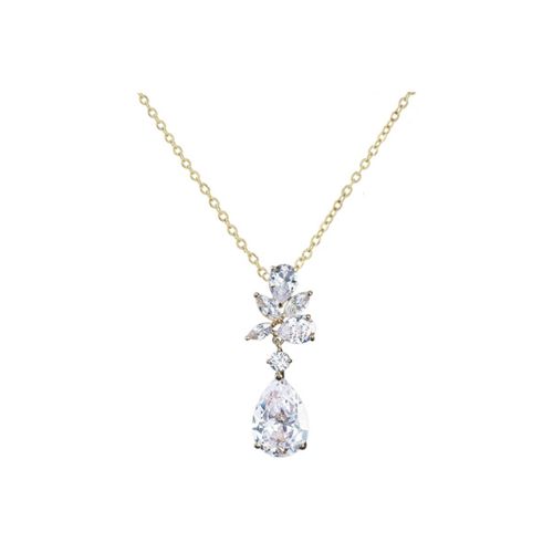 Goudkleurige ketting met zirkonia druppel hanger