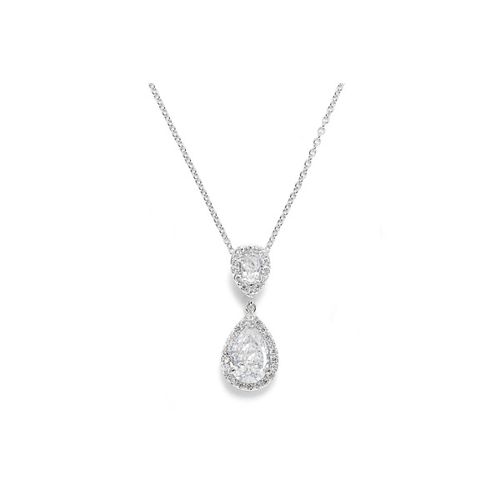 Elegante zirkonia ketting met druppelvormige hanger