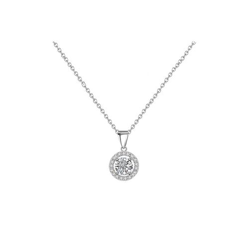 Ketting met ronde zirkonia hanger op verzilverde afwerking