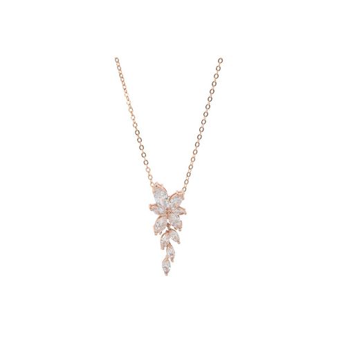 Ketting met takjes motief zirkonia kristallen hanger