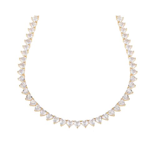 Kristallen hartjes ketting met zirkonia kristallen, in een Crystal Heart Tennis Style ontwerp