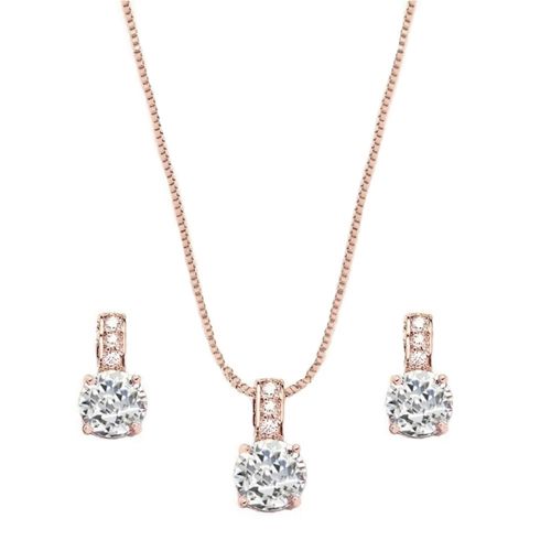 Delicate kristallen sieraden set met ronde zirkonia steentjes