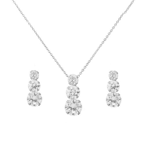 Ketting en oorbellen set met cubic zirkonia kristalletjes