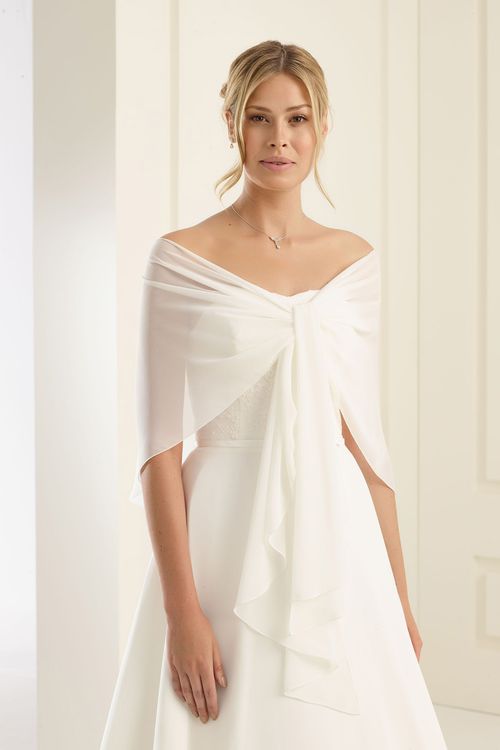 Ivoorkleurige chiffon stola in ronde vorm