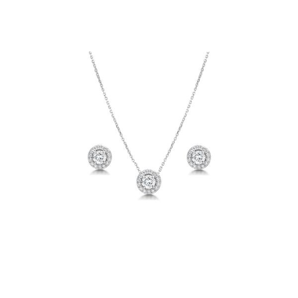 Subtiele sieraden set met ronde zirkonia hanger en knopjes