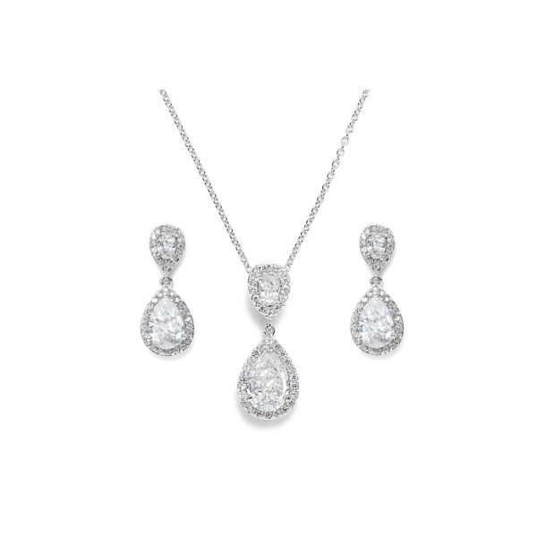 Zirkonia ketting set met bijpassende oorbellen