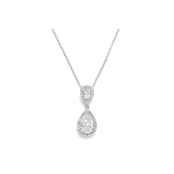 Elegante zirkonia ketting met druppelvormige hanger