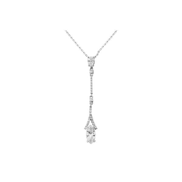 Ketting met lange hanger, versierd met zirkonia kristallen