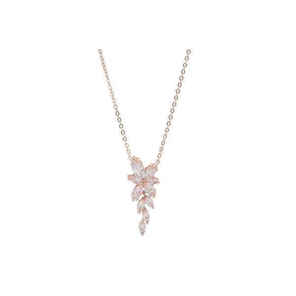 Ketting met takjes motief zirkonia kristallen hanger